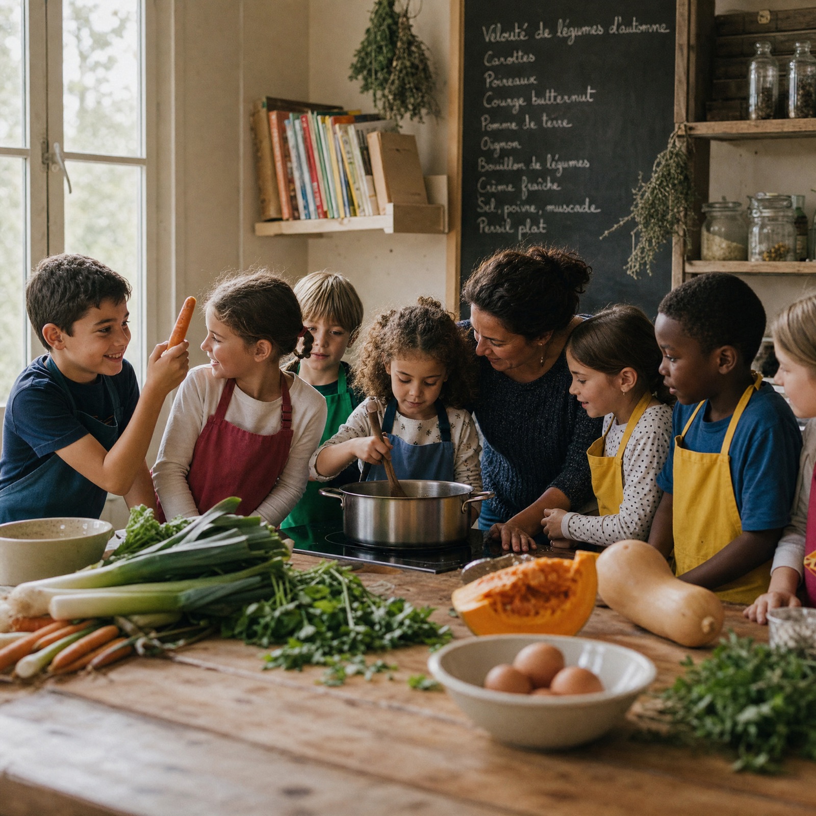 Enfants qui pétrissent la pâte du broyé du Poitou dans l'atelier des Petits Cuisiniers à Poitiers
